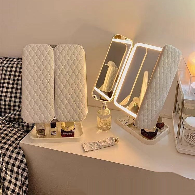 Desk LED Makeup Mirror with fold